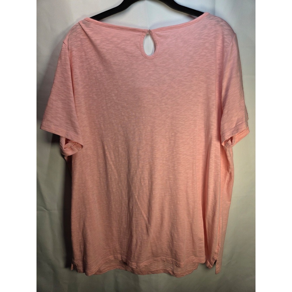 Talbots Pink Lace Front Tee Short Sleeve Casual Weekend Size 1X - Picture 4 of 5